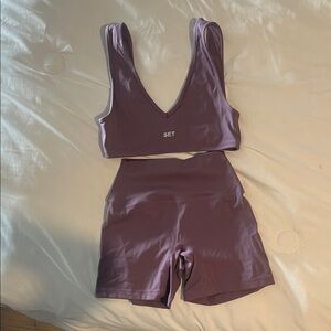 SET Active Mauve Sports Bra and Shorts Set